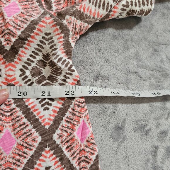 Fresh Produce Top Shirt Womens XL Pink Brown Short Sleeve Flowy A Line Casual - Picture 6 of 9